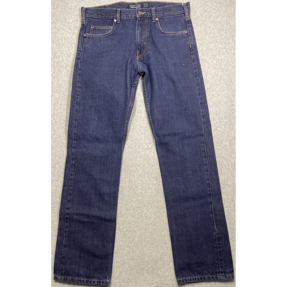 Patagonia Iron Clad Jeans Mens Sz 33x32 Regular Straight Fit Dark Blue